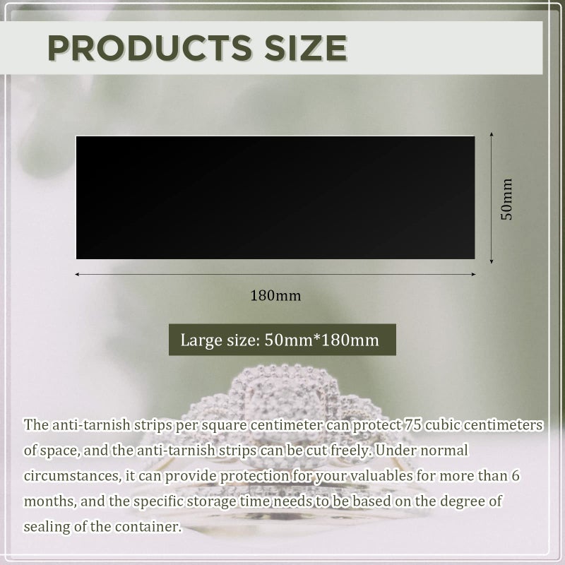 Sureio 30 Pieces Anti Tarnish Strips Anti Tarnish Jewelry Storage Silver Protector for Rings Necklaces Earrings Watches Flatware Holloware Musical Equipment(7 x 2 Inch) - Image 4