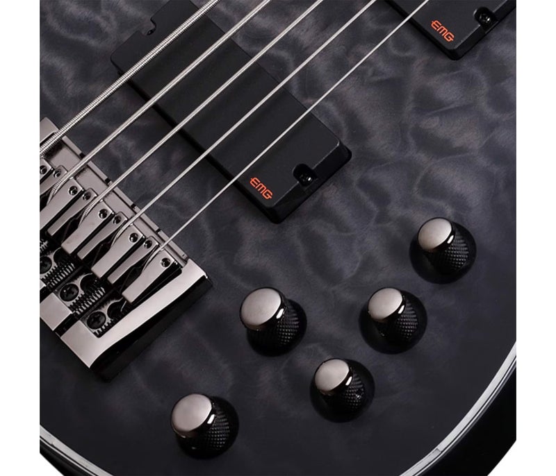 Schecter 1918 Hellraiser Extreme-5 Bass Electric Guitar - See-Thru Black Satin (STBLS) - Image 4