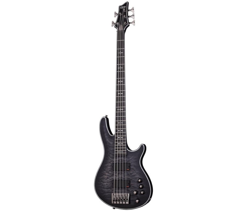 Schecter 1918 Hellraiser Extreme-5 Bass Electric Guitar - See-Thru Black Satin (STBLS) - Image 2