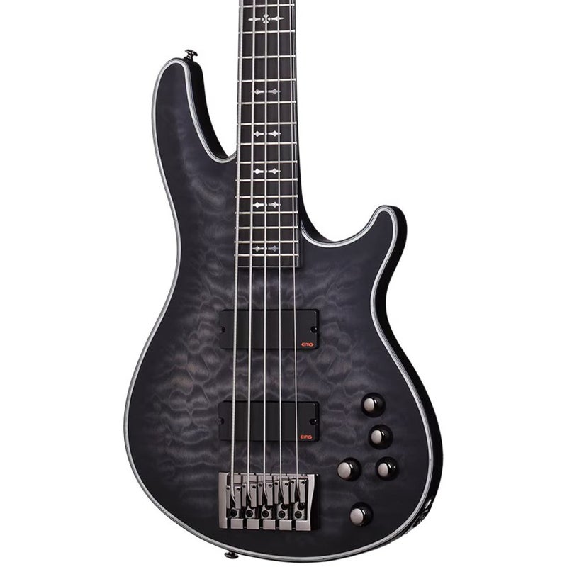 Schecter 1918 Hellraiser Extreme-5 Bass Electric Guitar - See-Thru Black Satin (STBLS) - Image 1