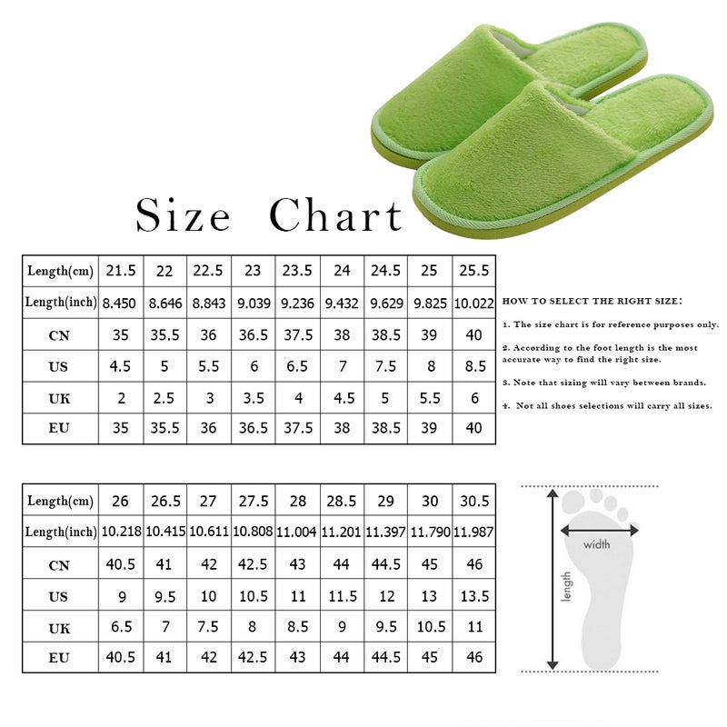 Non- Slipper Warm Cotton Slippers Plush Floor Shoes Winter Indoor Slippers for Woman (Light Green 38-39 Yard 7US,4.5UK，38EU,9.432Inch) - Image 2
