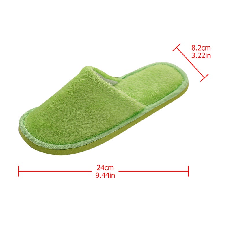 Non- Slipper Warm Cotton Slippers Plush Floor Shoes Winter Indoor Slippers for Woman (Light Green 38-39 Yard 7US,4.5UK，38EU,9.432Inch) - Image 4