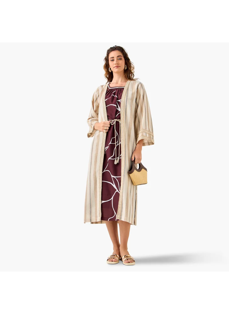 ايكونيك Iconic Printed Dress with Longline Shrug