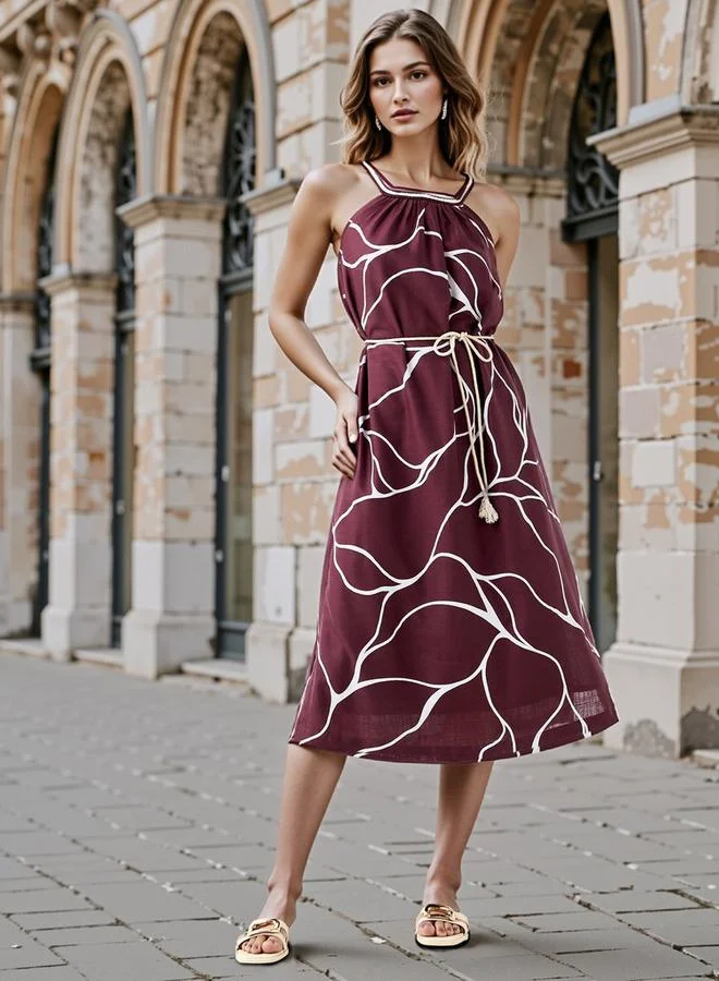 Iconic Iconic Printed Dress with Longline Shrug