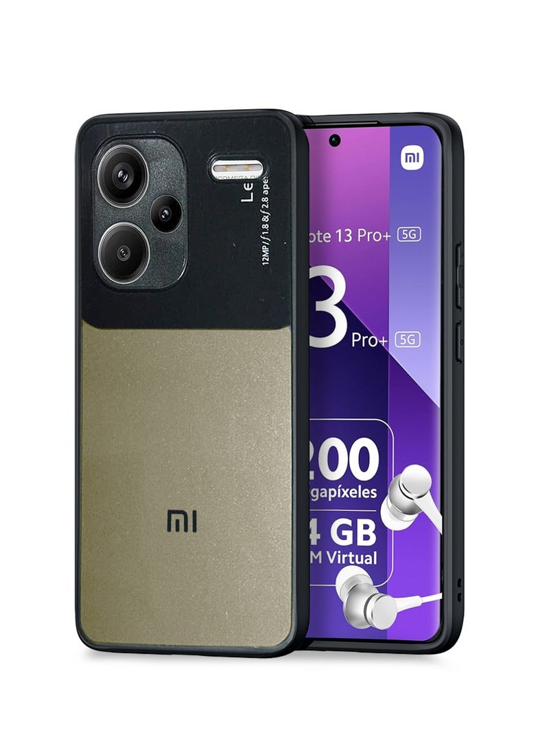 دبليو تيك غطاء حماية من السيليكون السائل مع شفاه سميرا مرتفعة لهاتف Xiaomi Redmi Note 13 Pro+ / Redmi Note 13 Pro Plus 5G 2023 أسود/ذهبي  - Image 1