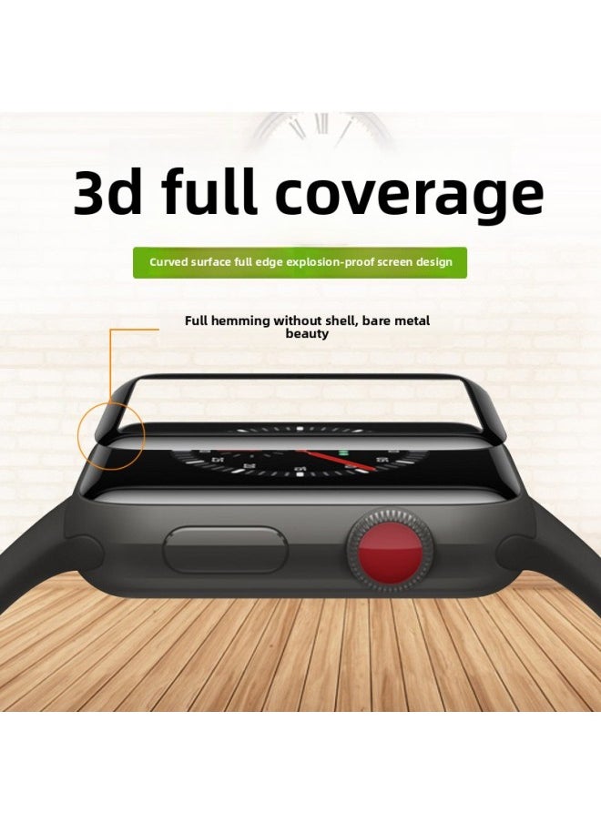 Generic - For Apple Watch Tempered Film For Apple Iwatch Watch Film 3D Curved Tempered Film 38mm42mm Watch Film-Color:For Apple Watch 40MM 3D Surface Black-Dimensions:1/2/3 Generation General (with Packaging) - Image 1
