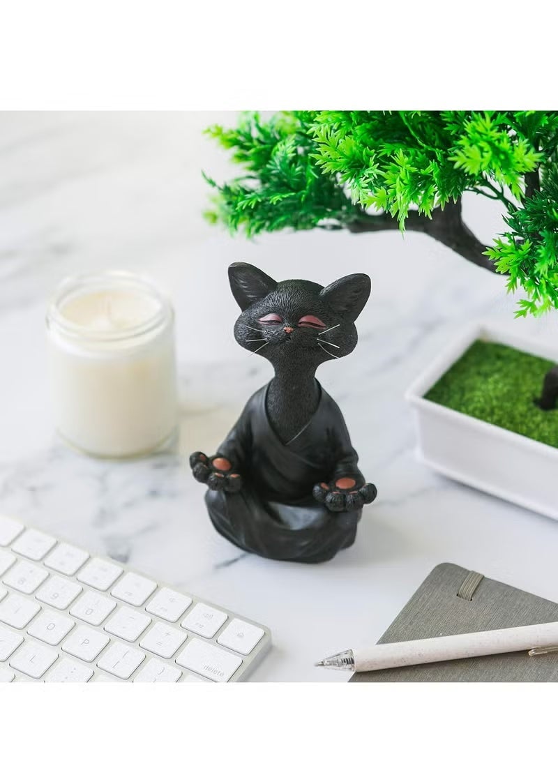 تمثال قطة سوداء، ديكور لليوغا والتأمل، هدية مثالية لمحبي القطط - Image 3
