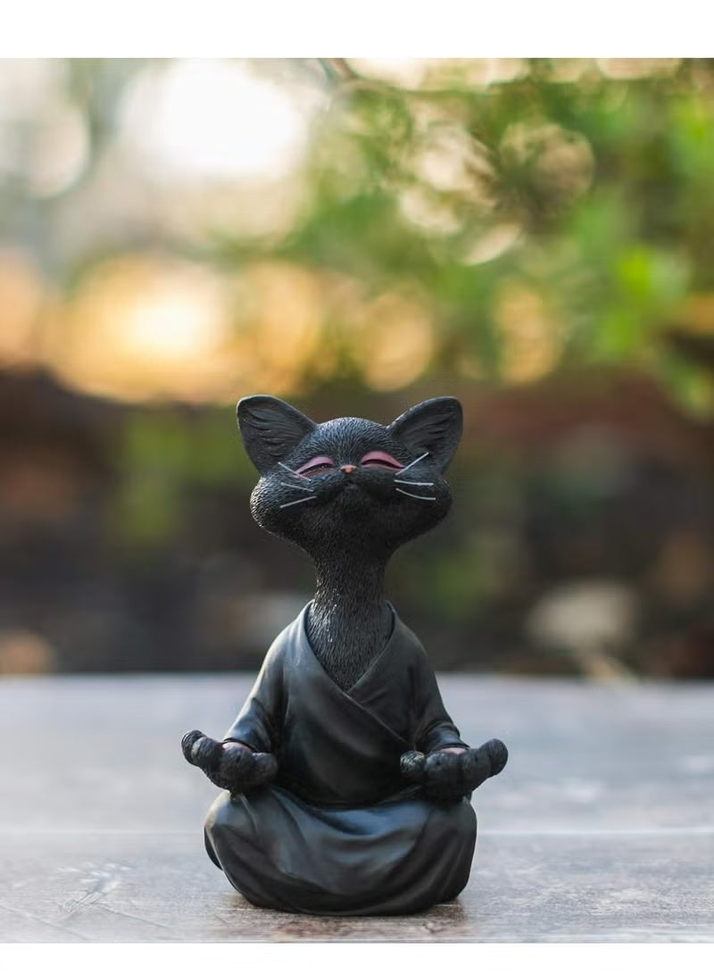 تمثال قطة سوداء، ديكور لليوغا والتأمل، هدية مثالية لمحبي القطط - Image 4