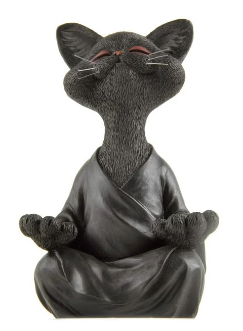 Black Cat Figurine, Yoga & Meditation Decor, Perfect Gift for Cat Lovers