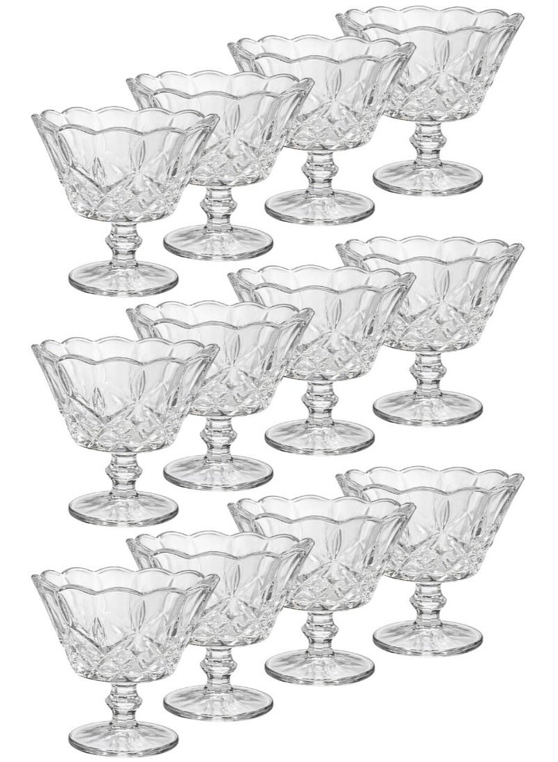 AL-GANNAS 12Pcs Crystal Glass Dessert Bowl Set with Base | Premium Cups for Sweets & Ice Cream - Image 1