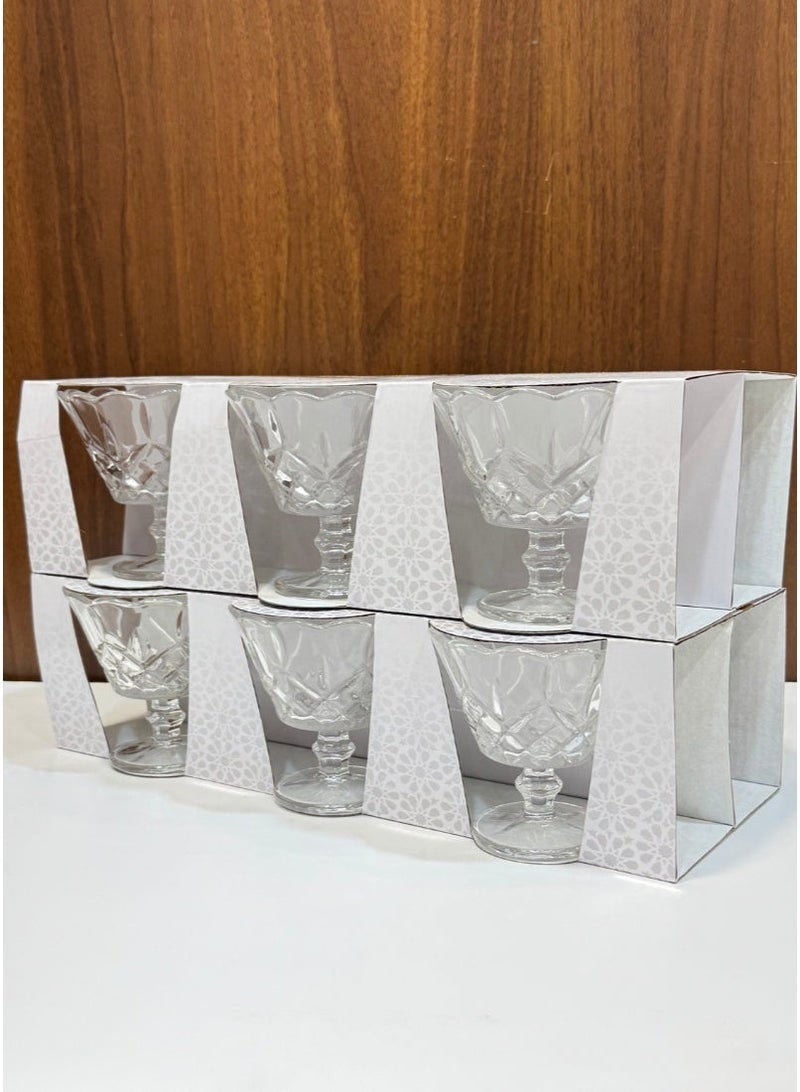AL-GANNAS 12Pcs Crystal Glass Dessert Bowl Set with Base | Premium Cups for Sweets & Ice Cream - Image 5
