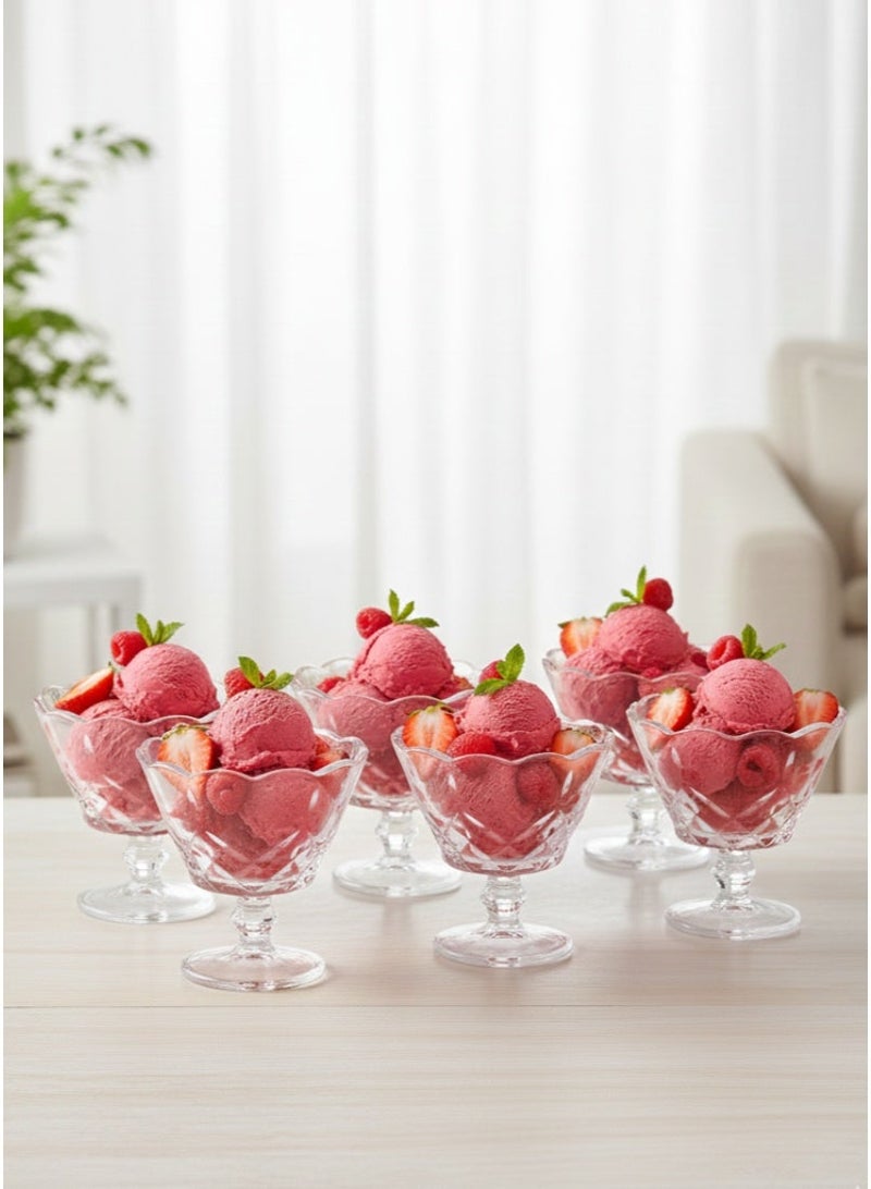 AL-GANNAS 12Pcs Crystal Glass Dessert Bowl Set with Base | Premium Cups for Sweets & Ice Cream - Image 4