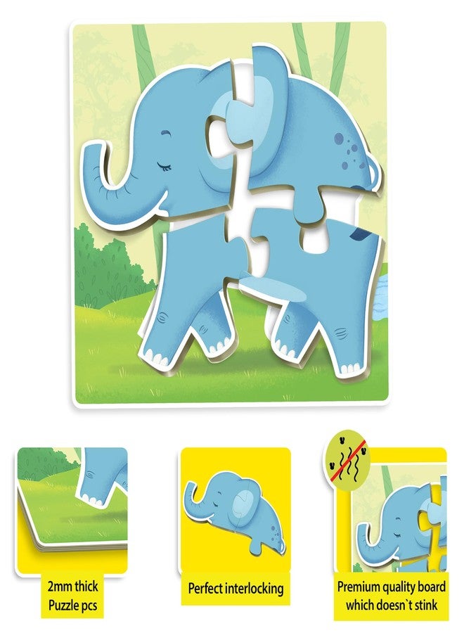 Little Berry Baby’s First Puzzle Game: Animal & Dinosaur Puzzles | Set of 5 Cardboard Puzzles with 15 Pcs Each | Montessori Educational Toys for 2 3 4 Year Old Boys & Girls | Early Puzzle Set for Kids - Image 3