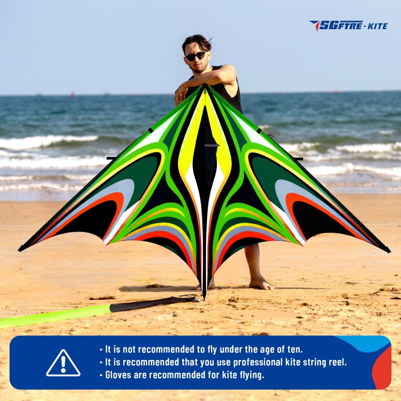 SGftre Delta Kite for Kids & Adultsï¼ŒExtremely Easy to Fly for Beginnersï¼ŒKites for Beach Trip Park Family Outdoor Activities (Large Power Triancle-Green, Extra Large) - Image 5