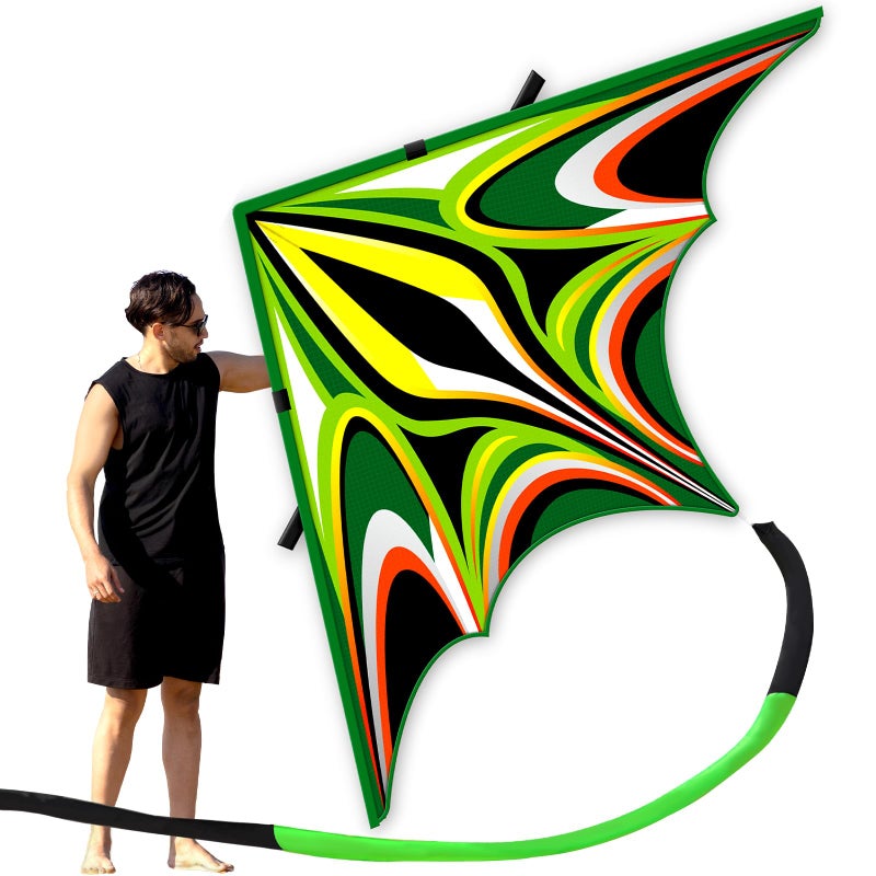 SGftre Delta Kite for Kids & Adultsï¼ŒExtremely Easy to Fly for Beginnersï¼ŒKites for Beach Trip Park Family Outdoor Activities (Large Power Triancle-Green, Extra Large) - Image 1