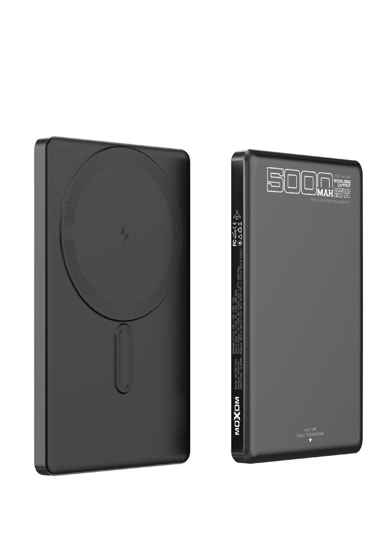 MOXOM MX-PB121 5000mAh Slim and Compact Design Power Bank - PD20W, QC18W, 15W Magnetic Charging for Fast Charging  - Image 1