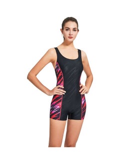 NIBEMINENT Back Cutout Contrast Print Panel Swimwear One Piece Black  - Image 3