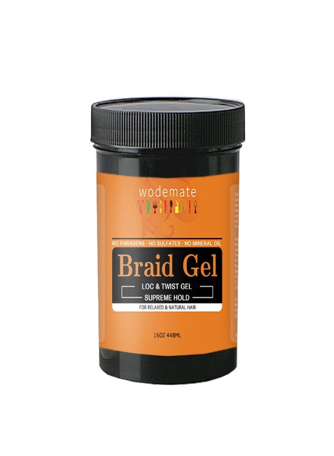 wodemate Braiding Gel | Shining Hair Jam & Edge Control |Extreme Hold, No Flaking & Long Lasting | Loc Gel for Retwist, Box Braids & Cornrows | 16 oz - Image 1