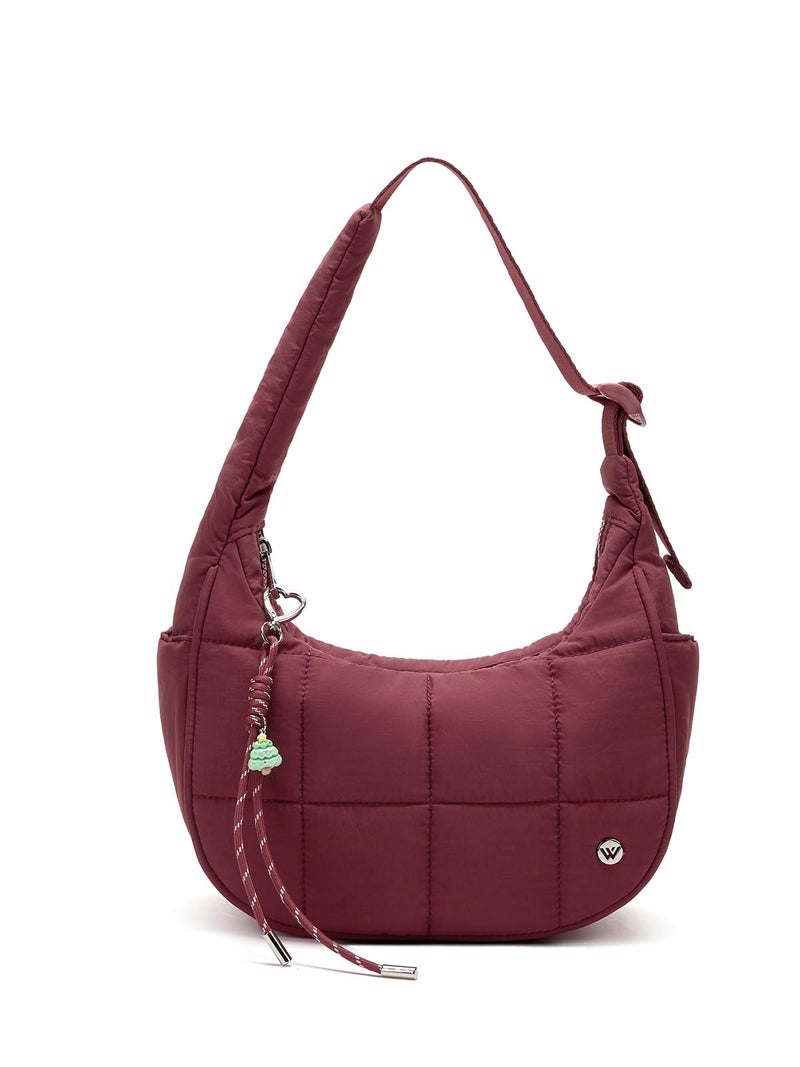 WESTBRONCO Small Puffer Crescent Shoulder Bag for Women, Nylon Quilted Shoulder Purses, Puffy Handbags with Adjustable Strap - Image 1