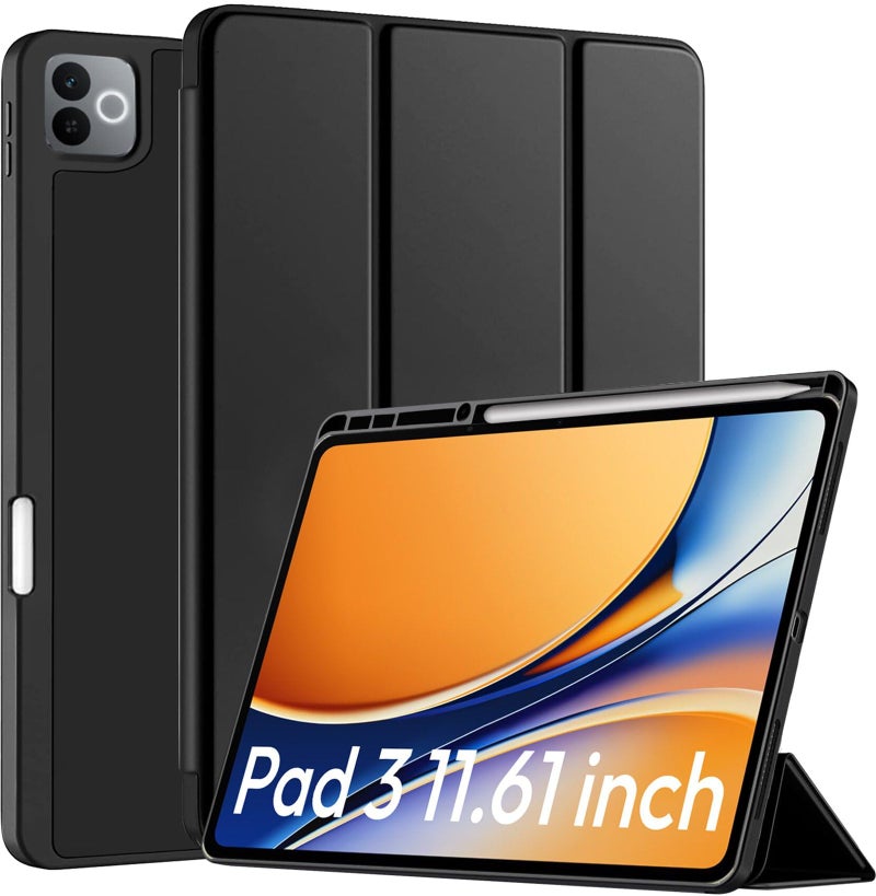 Robustrion Cover for Realme Pad 3 11.61 inch Cover Case with Pencil Holder, Trifold Cover Case for Realme Pad 3 Tablet Cover [Auto Sleep Wake Support] - Black - Image 1