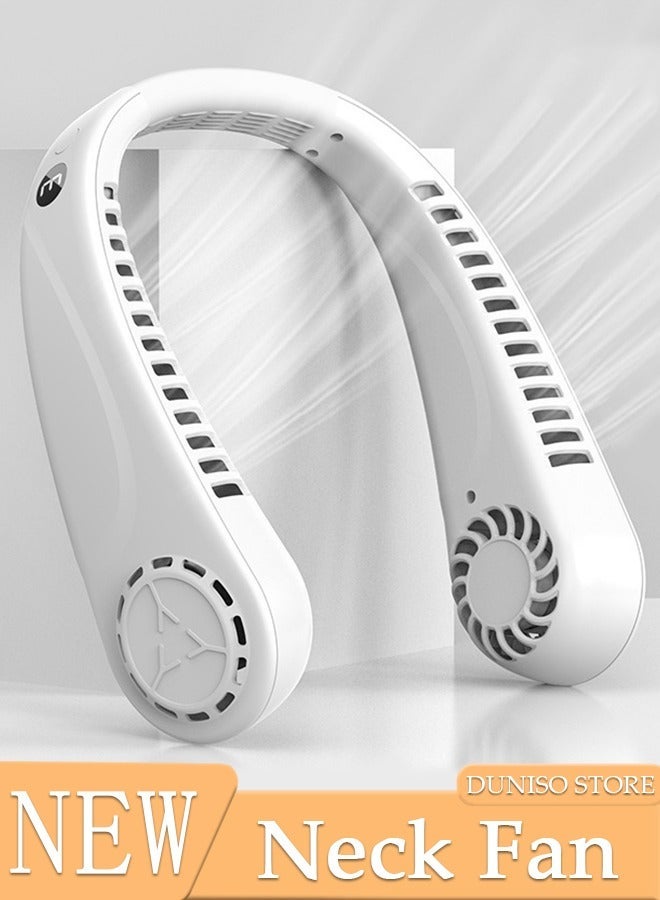 DUNISO Portable Neck Fan with LED Display, Hands Free Bladeless Neck Fan, 5 Speeds Adjustable USB Rechargeable Battery Powered Personal Neck Fan for Office, Travel, Sports, Household, Outdoor - Image 1