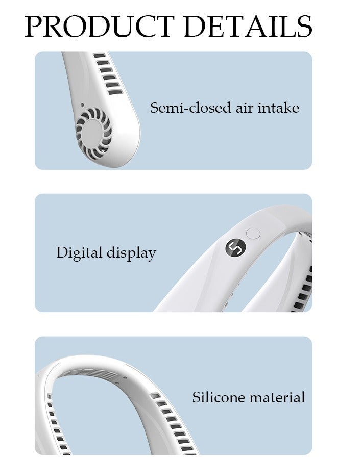DUNISO Portable Neck Fan with LED Display, Hands Free Bladeless Neck Fan, 5 Speeds Adjustable USB Rechargeable Battery Powered Personal Neck Fan for Office, Travel, Sports, Household, Outdoor - Image 4