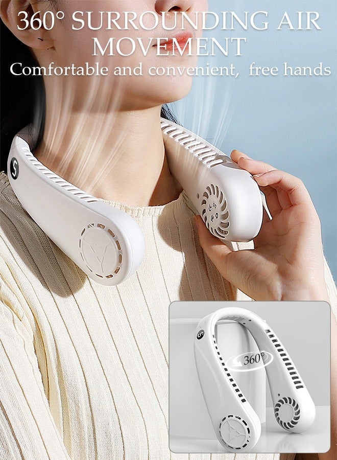 DUNISO Portable Neck Fan with LED Display, Hands Free Bladeless Neck Fan, 5 Speeds Adjustable USB Rechargeable Battery Powered Personal Neck Fan for Office, Travel, Sports, Household, Outdoor - Image 2