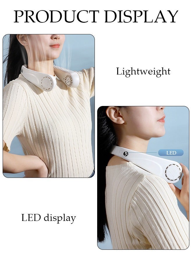 DUNISO Portable Neck Fan with LED Display, Hands Free Bladeless Neck Fan, 5 Speeds Adjustable USB Rechargeable Battery Powered Personal Neck Fan for Office, Travel, Sports, Household, Outdoor - Image 5
