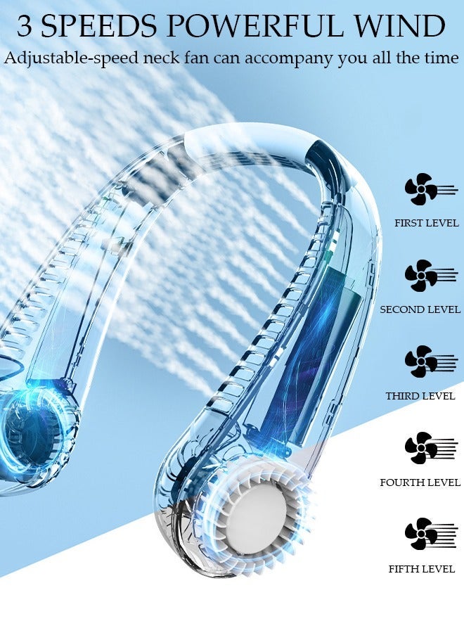 DUNISO Portable Neck Fan with LED Display, Hands Free Bladeless Neck Fan, 5 Speeds Adjustable USB Rechargeable Battery Powered Personal Neck Fan for Office, Travel, Sports, Household, Outdoor - Image 3