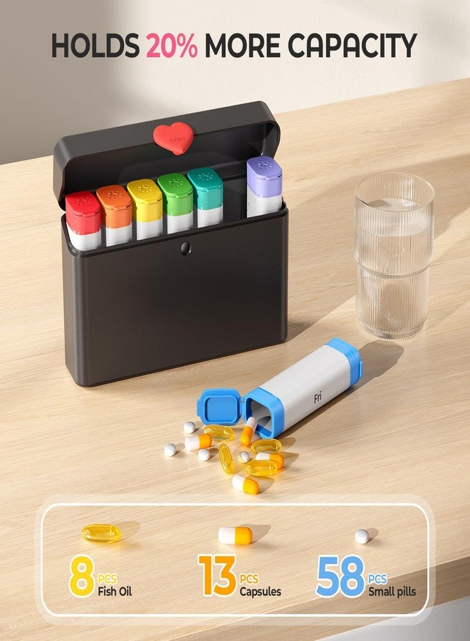 Odaro Weekly Pill Organizer 2 Times a Day, Large Pill Box 7 Day, Daily Twice Am Pm Medicine Organizer, Travel Contaniner for Medicine, Vitamin and Supplement, Black - Image 3