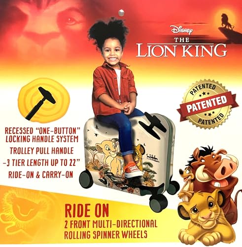 Fast Forward Ride-On 18" Suitcase For Kids/Tow-Along Toddler Carry-On Luggage With Wheels (Lion King) - Image 4