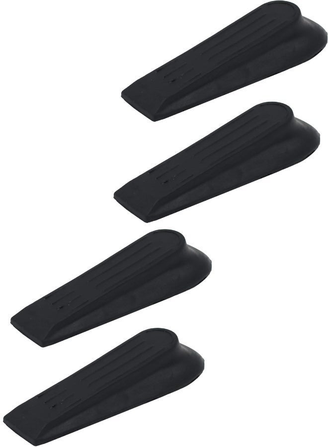 مجموعة من 4 سدادات أبواب بلاستيكية سوداء - سدادات أبواب متينة وعملية وسهلة الاستخدام لجميع أنواع الأبواب في المنزل والمكتب والمدرسة - Image 1