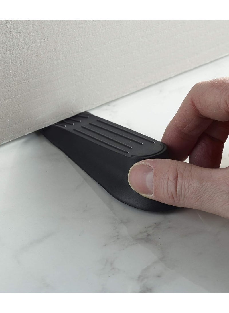 مجموعة من 4 سدادات أبواب بلاستيكية سوداء - سدادات أبواب متينة وعملية وسهلة الاستخدام لجميع أنواع الأبواب في المنزل والمكتب والمدرسة - Image 2