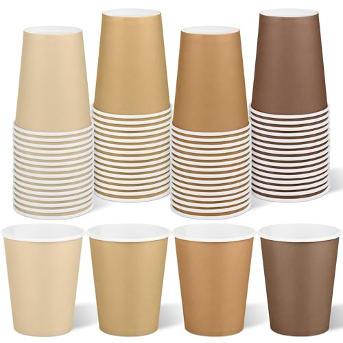 URATOT 60 Pieces 9 Ounce Brown Paper Cups Gradient Color Disposable Coffee Cups Party Cups Beverage Drinking Cups for Party DIY and Holiday Party Supplies - Image 1