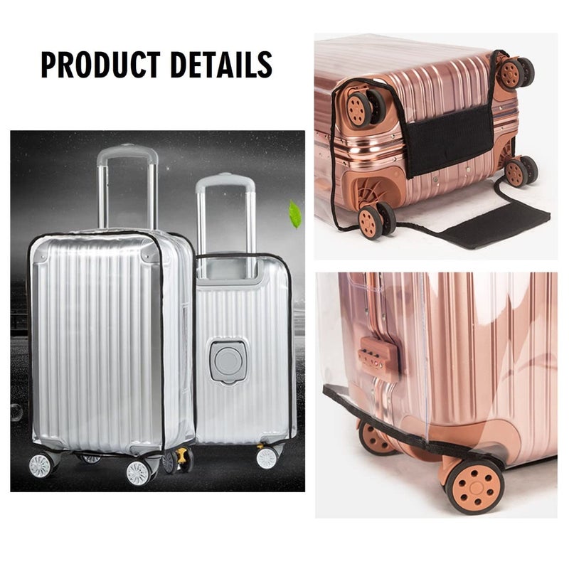 FABULWAY Clear PVC Luggage Cover Protectors - Transparent Waterproof Suitcase Sleeve for 20"+24"+28" Wheeled Suitcases (3PCS) - Image 3