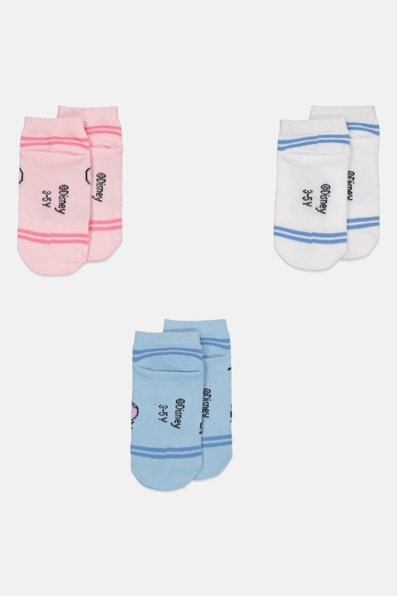 Disney Kids Girl 3 Pairs Disney Stitch Ankle Socks, Multicolor - Image 2