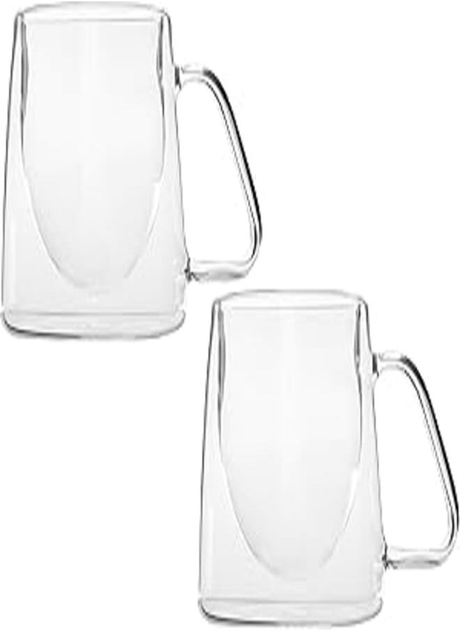 Zinnia - Zinnia flat high quality double glass mug set of 2 pieces, 260ml - Image 1