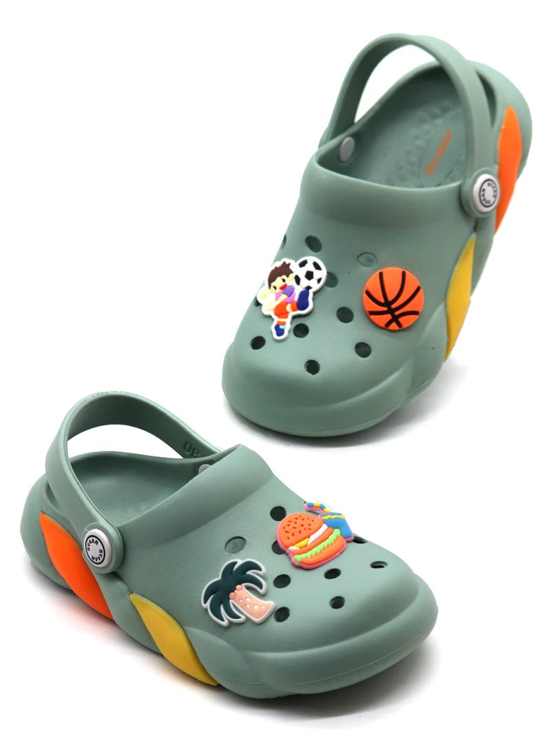 SVAAR Slingback Clog Shoes for Boys & Girls || Indoor & Outdoor Sandals Clogs for Kids with 4 Cartoon Charm - Image 1