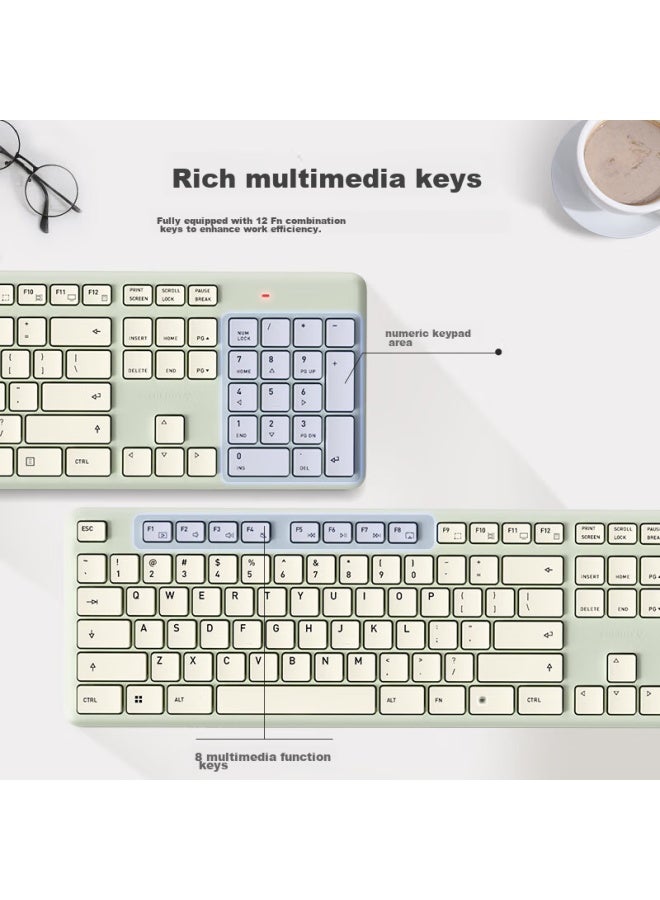 Cherry Dw2300 Wireless Keyboard And Mouse Combo, Full-size Quiet Portable Ergonomic Keyboard And Mouse For Business, Office, Home, Laptop, Fresh Green - Image 2