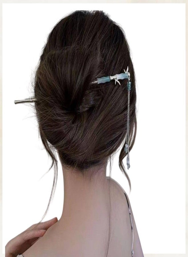 ADORNISH Hair Stick for Bun, 4 Pieces, 7 Inch, Metal Alloy, Crescent Star Charm Design, Updo Accessories for Women - Image 5