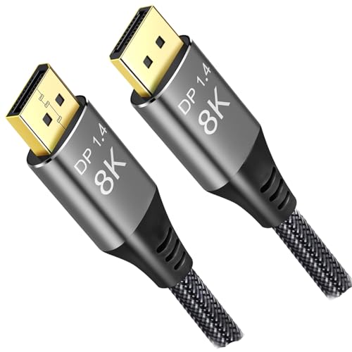 Angusplay 8K Displayport to DisplayPort 1.4 Cable 30ft 35ft 10m, Ultra HD 4K 144Hz, 8K 60Hz, HBR3(7680x4320 Resolution), High Speed 32.4Gbps, Long Nylon Braided DisplayPort 1.4 1.2 Cable 33ft - Image 1