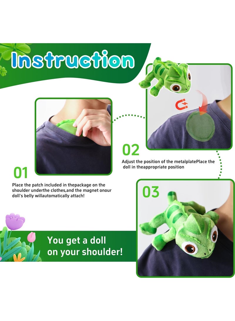 OSHIMA Chameleon Shoulder Plush Doll, Lizard Plush Shoulder Magnet, Chameleon Stuffed Animal Toys for Kids and Fans, Toy Pascal Pascal Doll, Lizard Cosplay Props Merch Gifts for Women Adults Green - Image 4