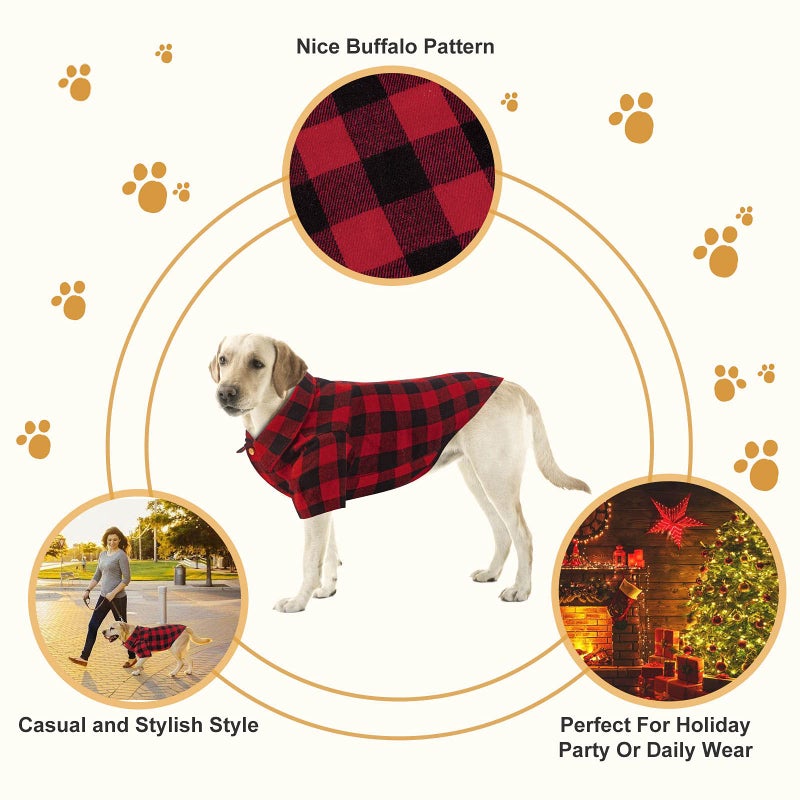 Jamktepat Plaid Dog Shirt Red Buffalo Dog Outfit Soft Casual Pet Clothes for Small Medium Large Dogs Puppy Cats Halloween Thanksgiving Christmas Costumes(S) - Image 3