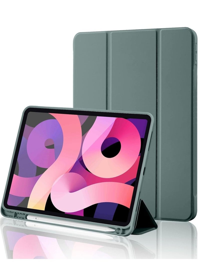 ELTRAZONE iPad 10th Generation Case 2022 with Pencil Holder - Soft TPU Back Protective Smart Trifold Stand Cover for iPad 10.9 Inch (10th Gen), Auto Wake/Sleep - Pine Green
