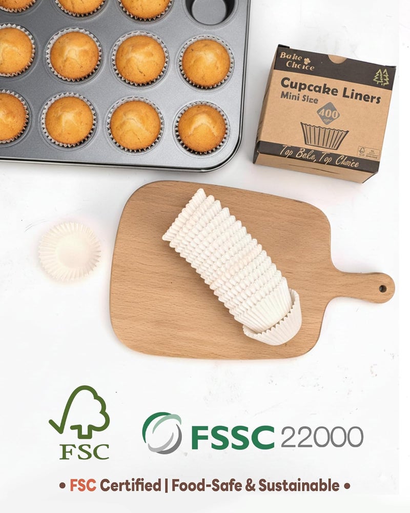 Bake Choice Non-Stick 400pcs White Mini Cupcake Liners for Baking, Greaseproof Muffin Liners for Mini Muffin Pan, Food Grade Cupcake Wrapper for for Party, Wedding, Birthday, Christmas, Valentines - Image 5