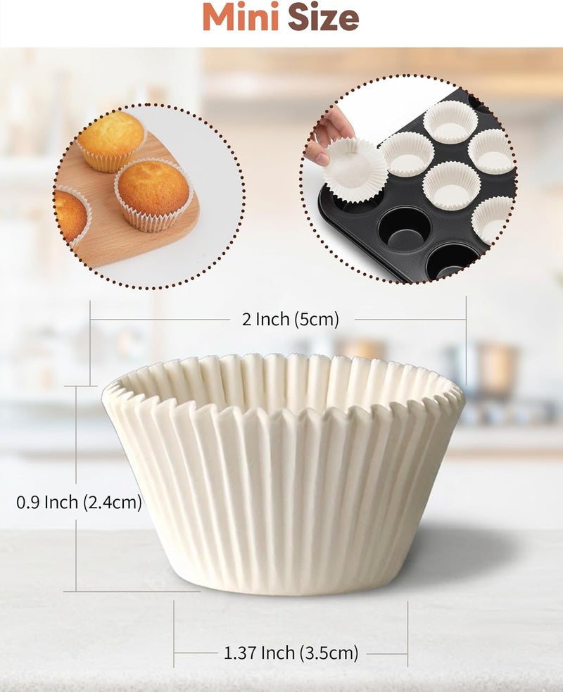 Bake Choice Non-Stick 400pcs White Mini Cupcake Liners for Baking, Greaseproof Muffin Liners for Mini Muffin Pan, Food Grade Cupcake Wrapper for for Party, Wedding, Birthday, Christmas, Valentines - Image 4