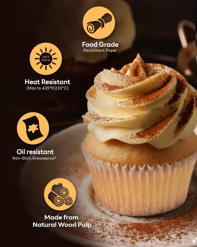 Bake Choice Non-Stick 400pcs White Mini Cupcake Liners for Baking, Greaseproof Muffin Liners for Mini Muffin Pan, Food Grade Cupcake Wrapper for for Party, Wedding, Birthday, Christmas, Valentines - Image 3