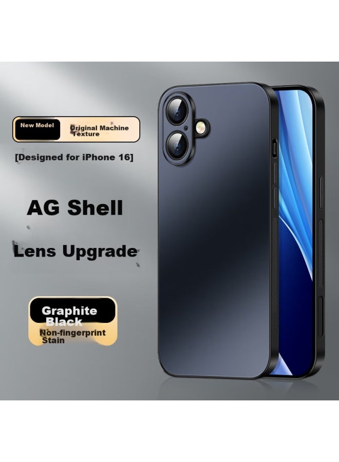 Shangsu Iphone 16 Case, Apple 16 Protective Cover, Full Lens Protection, Ag Frosted, Real Machine Feel, Simple Luxury Business Style, Shockproof, For Men And Women, Graphite Black - Image 1