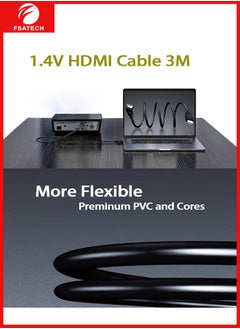 FSATECH HDMI Cable H-20P-3M, 3 Meter, Version 1.4, 1080P@60Hz, Gold-Plated Connectors, Braided & PVC  - Image 4