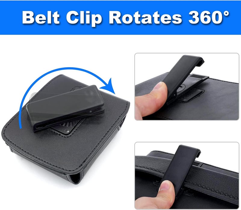 BECPLT for Galaxy Z Flip7 /6/5/4/3 Z Flip 5G Case 360 Rotating Leather Pouch Belt Case Holster for Motorola Razr 40 Ultra /40 Motorola Razr 5G Razr 2022/2019 -Black - Image 3